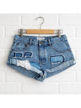 One Teaspoon Outlaws Cut Off Shorts Button Fly Distressed Denim